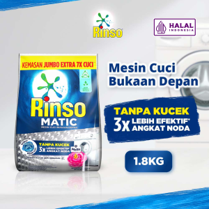 Rinso Detergent Bubuk Konsentrat Deterjen Matic Mesin Cuci Bukaan Depan 1.8 kg