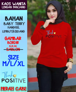 Baju Atasan Lengan Panjang Manset Leher Bulat / Kaos Wanita Gambar Bordir