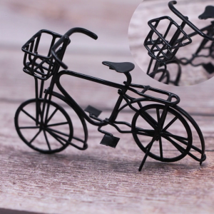 1:12 Scale Dollhouse Bicycles Miniature Black Metal Bike Doll House Supplies Accessories Toy Mini Crafts Furniture