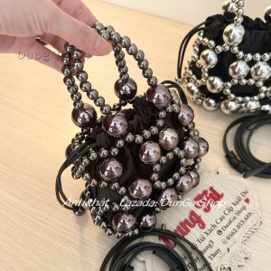 Túi nữ mini quai cầm + đeo chéo size 15 khâu những hạt ngọc cực sang full màu