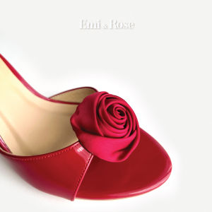 Guốc cao gót nữ 8cm đính hoa lụa Emi & Rose - LILY HEELED MULES silk rose