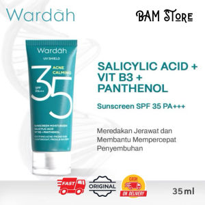 Wardah UV Shield Acne Calming Sunscreen Moisturizer SPF 35 PA+++ Sunscreen Kulit Berjerawat