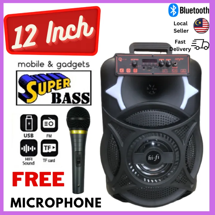 Wireless Speaker Bluetooth Bass Subwoofer Trolley Speaker 12 Inch ...