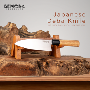 Remoda Pisau Dapur Pisau Jepang Model Deba 7" Stainless Steel Gagang Kayu Super Tajam