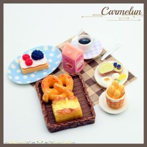 [Carmelun] 1Set Dollhouse Mini Breakfast Play Dim Sum Bread Jam Plate Model Miniature Kitchen Cooking Baking Model DIY Doll Accessories
