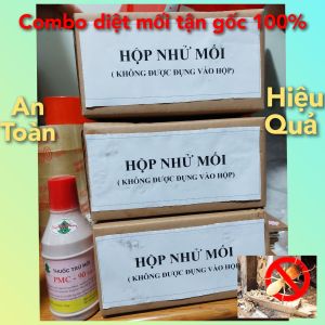Combo diệt mối sinh học PMC: 3 Hộp nhử mối + 1 lọ diệt mối PMC 90  bột hồng hiệu quả