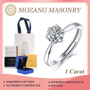 GRA GR1 s925 Silver Ring Moissanite Engagement Adjustable Size 1 carat Ring Six Prong Ring Wedding Ladies Ring