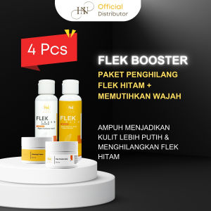 HN Skincare Apoteker Paket Flek Booster Untuk Flek Hitam Parah atau Flek Bandel Semua Jenis Kulit (Flek Wash + Flek Toner + Day Cream AHA + Glowing Cream )