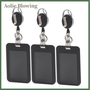 Aolie Stylish Simple Document Card Holder For Women Men High Quality Retractable Sliding Cover Card Holder Bus Card ID Card Holder