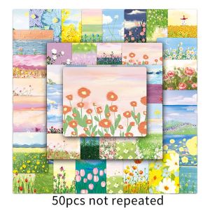 50PCS lukisan minyak bunga INS gaya pelekat segar kecil hiasan Laptop koper Skateboard Guitar Water Cup DIY Sticker