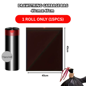 HOMEKING | [4 SIZES] Drawstring Disposable Garbage Bag Strong Plastic Waste Basket Beg Plastik Sampah 3X Lagi Tebal Plastic Beg Sampah Bertali Extra Thick Drawstring Garbage Plastic Bag Trash Bag Heavy Duty