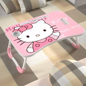 โต๊ะญี่ปุ่น ส่งด่วนโต๊ะพับ โต๊ะพับวางโน๊ตบุ๊คลายการ์ตูน พับเก็บได้ โต๊ะเขียนหนังสือ วางโทรศัพท์ ipad มาพร้อมที่วางแก้ว