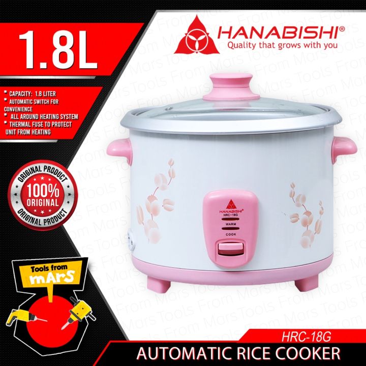 HANABISHI Rice Cooker 1.8L 10 Cups HRC18G •TOOLS FROM MARS• Lazada PH