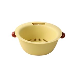 GUHEHARD Water-Filtering Basin Vegetable Drain Basket Double Layer Large Capacity Fruit Vegetable Washing Bowl Kitchen Gadgets Quickly Drain Food Storage Container Household