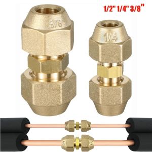 MODERNLUX Straight Pipe Extension Joint With Flare Nuts 1/2" 1/4" 3/8" Pipe Coupling Adapters Flare Connecting HVAC Air Conditioning Refrigeration