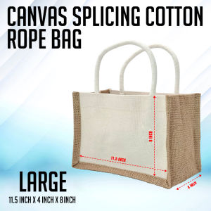 PrintYourStyle Canvas Bag Splicing Cotton Rope Bag