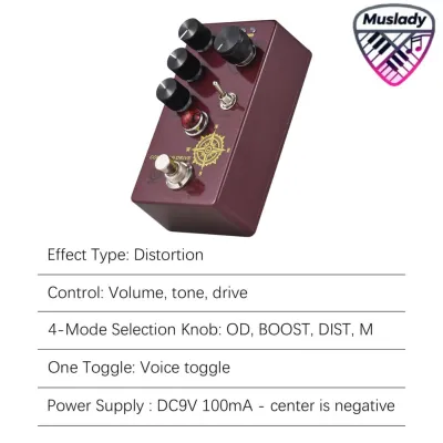 MUSLADY MOSKYAudio Overdrive กีตาร์เอฟเฟคเหยียบ 4 โหมดสวิตช์ & Volume/Tone/ไดรฟ์ควบคุมขนาดกะทัดรัดพกพาดิจิตอล Overdrive กีตาร์ Effector โปรเซสเซอร์เอฟเฟกต์สำหรับกีตาร์ไฟฟ้า - ไดรฟ์เข็มทิศ