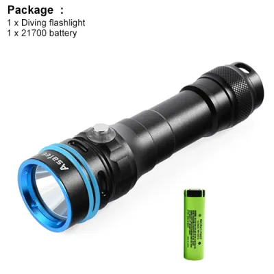 Asafee DT100 SFT40 LED Professional Diving Flashlight 2000LM Power Light 50M Underwater IPX8 Waterproof Scuba Torch Use 21700/18650 Battery Dive Flashlight Spearfishing Lamp