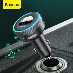 Baseus LED FM Transmitter Modulator Auto MP3 Player Bluetooth 5.0 Fast USB Car Charger Aux Radio Hands Free For 12V-24V Vehicle