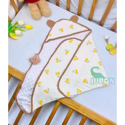 Ủ Thu Đông 2 Mặt Xô Muslin Nhung Hạt Đậu Jubon Cao Cấp - Kích Thước 70*70cm Dành Cho Bé Sơ Sinh