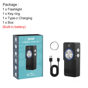 Asafee EV30 550 Lumens 61G Lightweight Portable Super Bright Min Work Light Multi-Functional IP66 Waterproof Flashlight With Back Clip Type-C Rechargeable UV Flashlight Pocket Size Daily Use Small Lamp