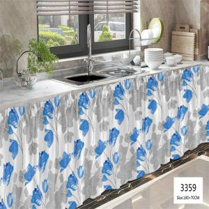 Free Shipping 3PCS For 99Pesos Kitchen Short Sink Curtain Beautiful Design 100*70cm Lababo Curtain Cover Cabinet Kitchen Curtains Black Grey Kitchen Sink Curtain Lababo Under Sink Curtains Short Half Kurtina Cotton 70cm*100cm