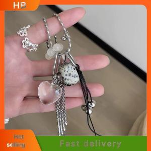 HB Fashion Colorful Crystal Heart Tassel Pendant Necklace For Women Girls Spotted Geometric Pendant Long Chain Neck Accessories