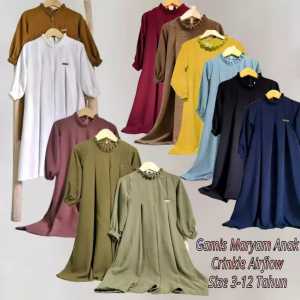 GAMIS ANAK CRINKLE "MARYAM" SERIES 3-12 TH (+SAKU) / GAMIS ANAK POLOS
