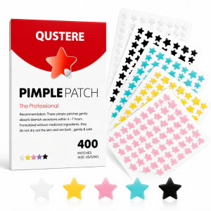 Miếng Dán Mụn Hydrocolloid QUSTERE 400 Miếng Hình Ngôi Sao Giúp Thấm Hút Dịch Tiết Và Bảo Vệ Vùng Da Có Khuyết Điểm Phù Hợp Mọi Loại Da
