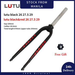 [Original] LUTU Aluminum Alloy Bicycle Non - Tapered Rigid Front Fork For Disc Brake 26/27.5/29er Straight Tube High Quality Heavy Duty Cycling Biking Bicycle Tinidor for Bisikleta