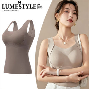 Women’s Cashmere Warm Tank Top with Bra Insert – Non-Slip Fixed Cups One-Piece Thermal Undershirt Daily Wear