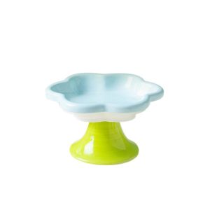 BENGPEN With Flower Design Cat Bowl With Stand Ceramic Dog Food Feeding Basin Pet Supplies Non-slip Cats Drinking Feeder Neck Protection