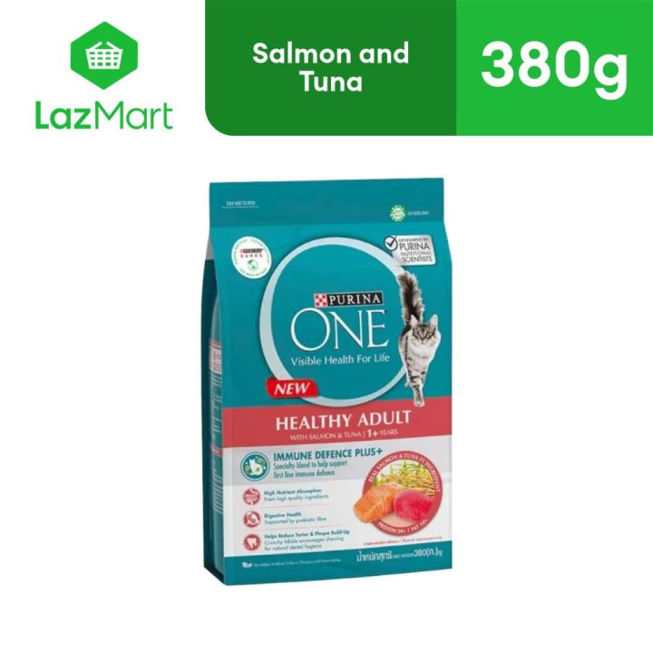 Purina One Healthy Adult Salmon and Tuna Dry Cat Food 380G Reduced