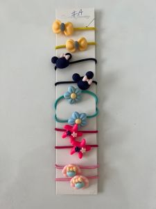 ยางรัดผมเด็กแพ็ค 10 ชิ้น ตกแต่งการ์ตูน คละแบบ หนังมัดผมเด็ก ยางมัดผม