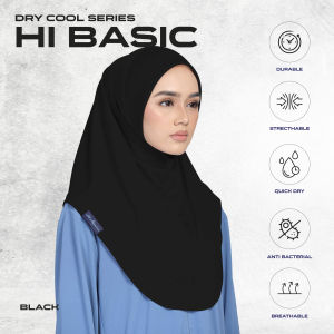 HiHijab - HiBasic Dry Cool Collection Instant Sport Hijab Microfiber Tudung Sukan Hijab Sukan - Black