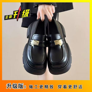 [Free Shipping] Casual And Versatile Slip-On Shoes With Metal Buckles A New Spring Collection Featuring Round Toes Thick Soles And A Shiny Finish Perfect For Women