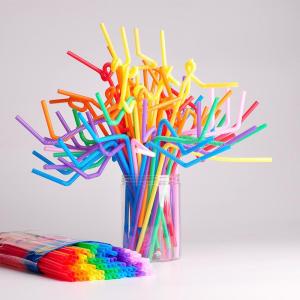 【100PCS】 26CM  Plastic Bendable Drinking Straws Disposable Beverage Straws   Tortuous Thin Milk tea Juice Pearl  Party Supplies