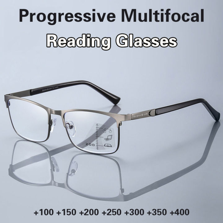 3 In 1 New Progressive Multifocal Reading Glasses Metal Glasses Far And Near Hyperopia Glasses 3893