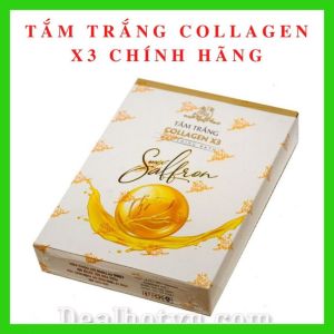 [CHÍNH HÃNG] Hộp 3 gói Tắm trắng Collagen x3 Mix Saffron sữa dưỡng ẩm mềm mịn trắng sáng da tẩy da chết