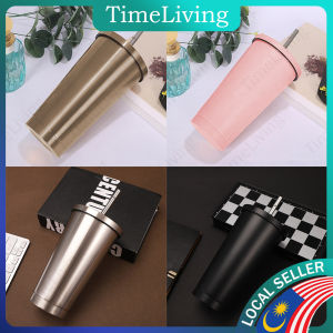 500ml 304 Stainless Steel Tumbler Lid Free Straw Double Layer Insulated Coffee Tumbler Cup Gift Tumbler C17