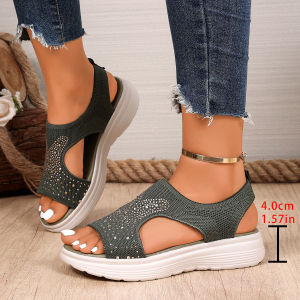 [Free Shipping] Summer WomenS Thick-Soled Fish-Mouth Sandals Available In Large Sizes Featuring A Breathable Mesh Upper