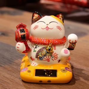 Solar-Powered Fortune Cat Home & Shop Decoration Bring Good Luck & Wealth High-quality Ceramic