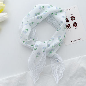 F4 Bandana Renda Segitiga Syal Korea Aksesoris Rambut Elegant Lace Headscarf Triangle Headband BNLL