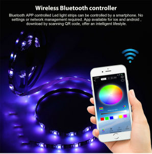 Bluetooth Music 1M-5M RGB LED Strip Light SMD 5050 Flexible Ribbon Luces LED Light Strip Decoration Bedroom TV Home Lampu Hiasan