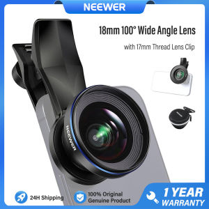 NEEWER 18mm 100° Wide Angle Phone LensỐng kính điện thoại góc rộng có giá đỡ ống kính điện thoại có vòng chuyển đổi bộ lọc 67mm ống kính phóng đại 05X dành cho iPhone 16 15 14 Pro Max Samsung S25 S24 S23 Ultra LS-42 Pro