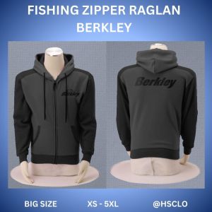 Zipper Hoodie Jumper Raglan HSCLO Mancing Berkley  Warna Abu Misty Tua Bahan Fleece Jaket Lengan Panjang Ukuran Jumbo Big Size XS S M L XL XXL 3XL 4XL 5XL