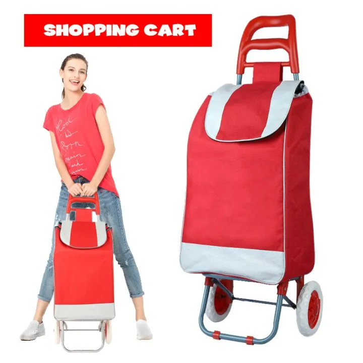 Collapsible Shopping Cart Shopping Bag On Wheels Small Pull Cart Folding Shopping Trolley Shopping Car Shopping basket Trailer Lazada PH