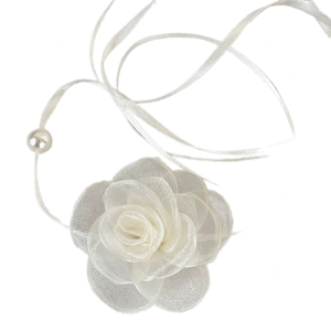 Long Waist Chain Choker Necklace Pearls Floral Collarbone Chain for Women Decorative Flower Clavicle Chain