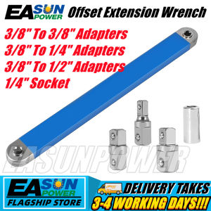Impact Ready Offset Extension Wrench Tight Reach Extension Wrench Set with 1/2" 1/4" and 3/8" Square Drive Adapters Universal Extensions Wrench for Small Place