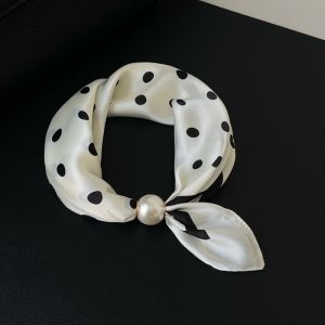 Khăn lụa quàng choàng cổ bandana turban đính ngọc trai đẹp cho nữ phụ kiện thời trang công sở sang trọng tinh tế ANGI